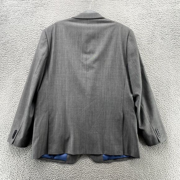 Vince Camuto Jacket Adult 48L Gray Striped Wool Slim Fit Blazer Coat Formal Mens - Picture 9 of 13